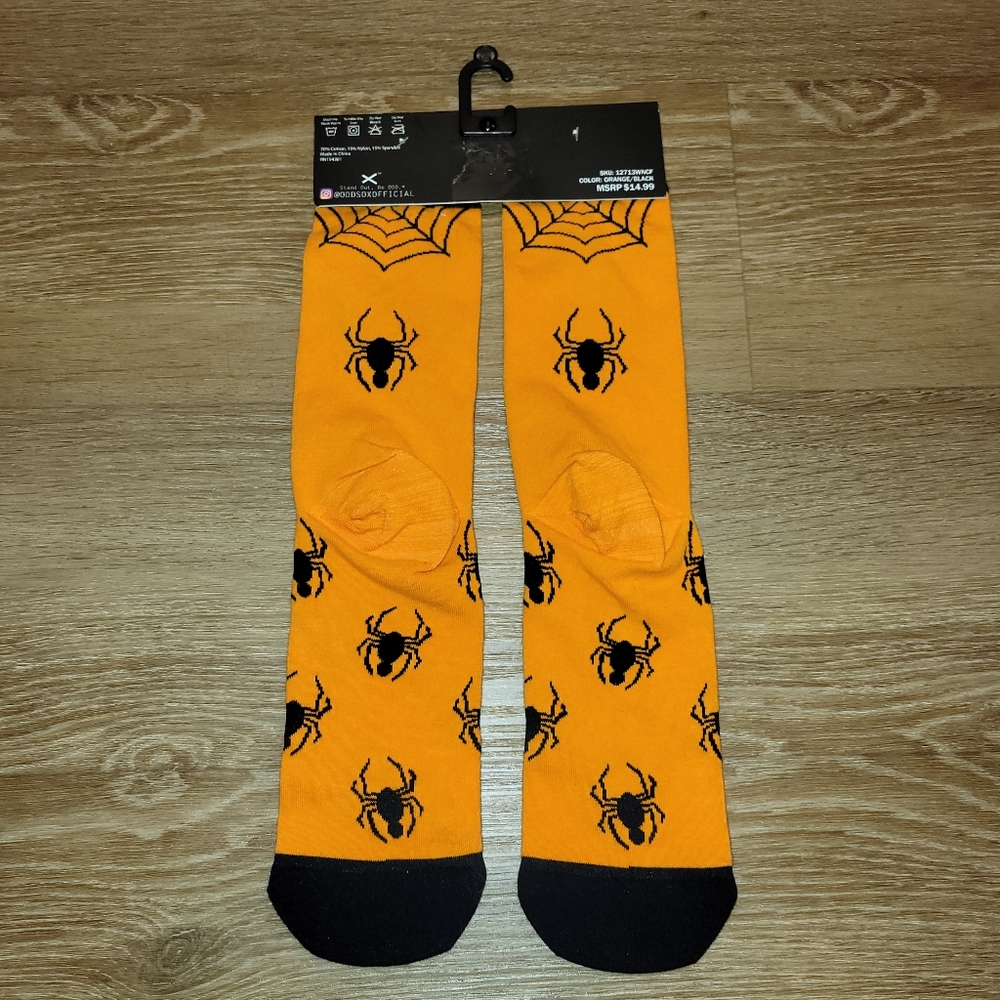Odd Sox Knits Halloween TRICK OR TREAT Spiders Crew Socks Men Size 6-13 New - Picture 4 of 4